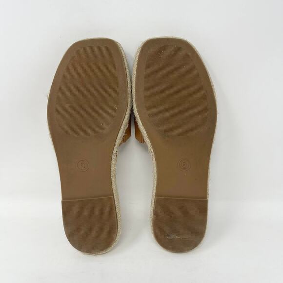 Universal Thread Maren Slide Sandal Womens 6 Tan Square Toe Espadrille - Picture 7 of 8